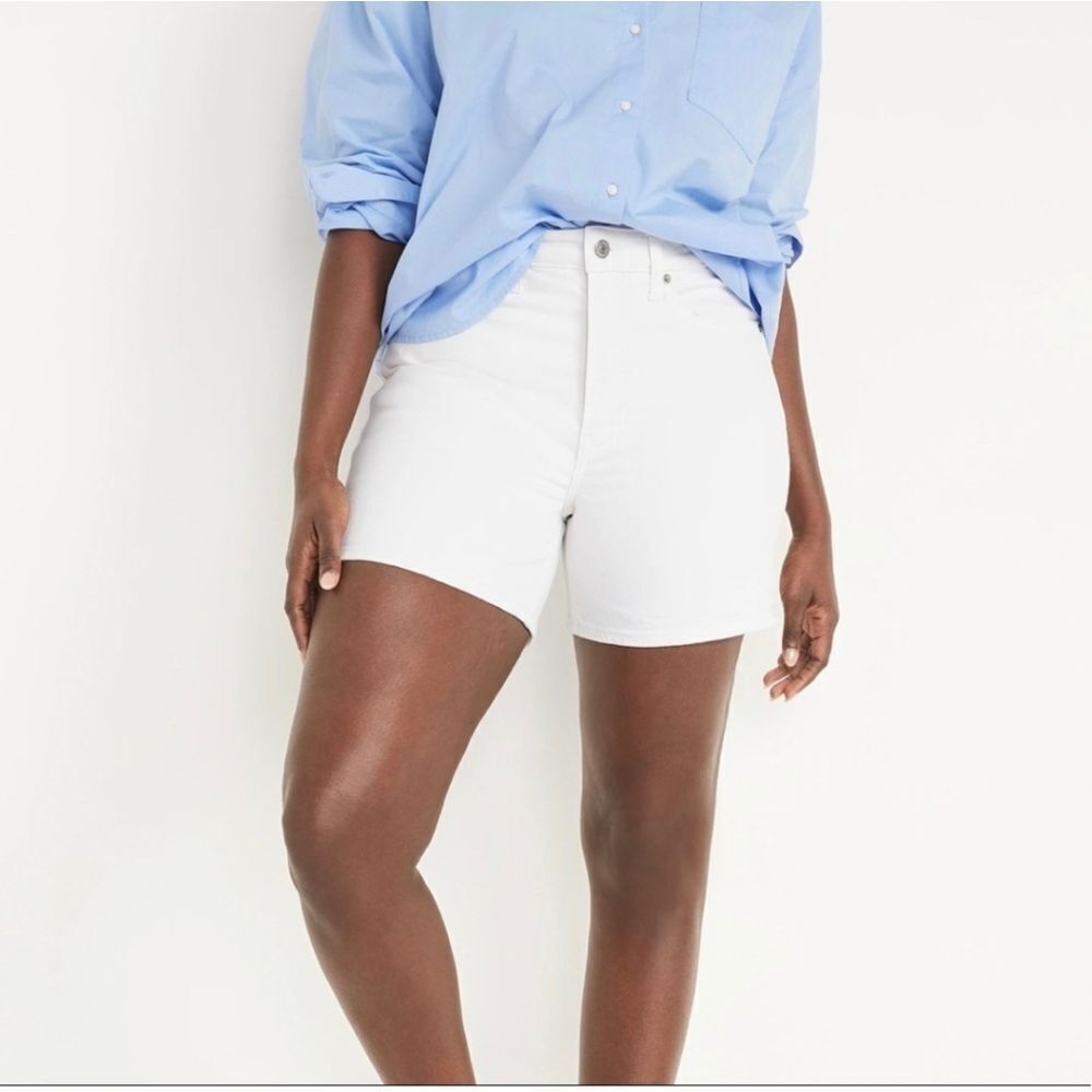 Old Navy High Waisted White Cuffed Jean Shorts OG Straight 3 In Nwt 12